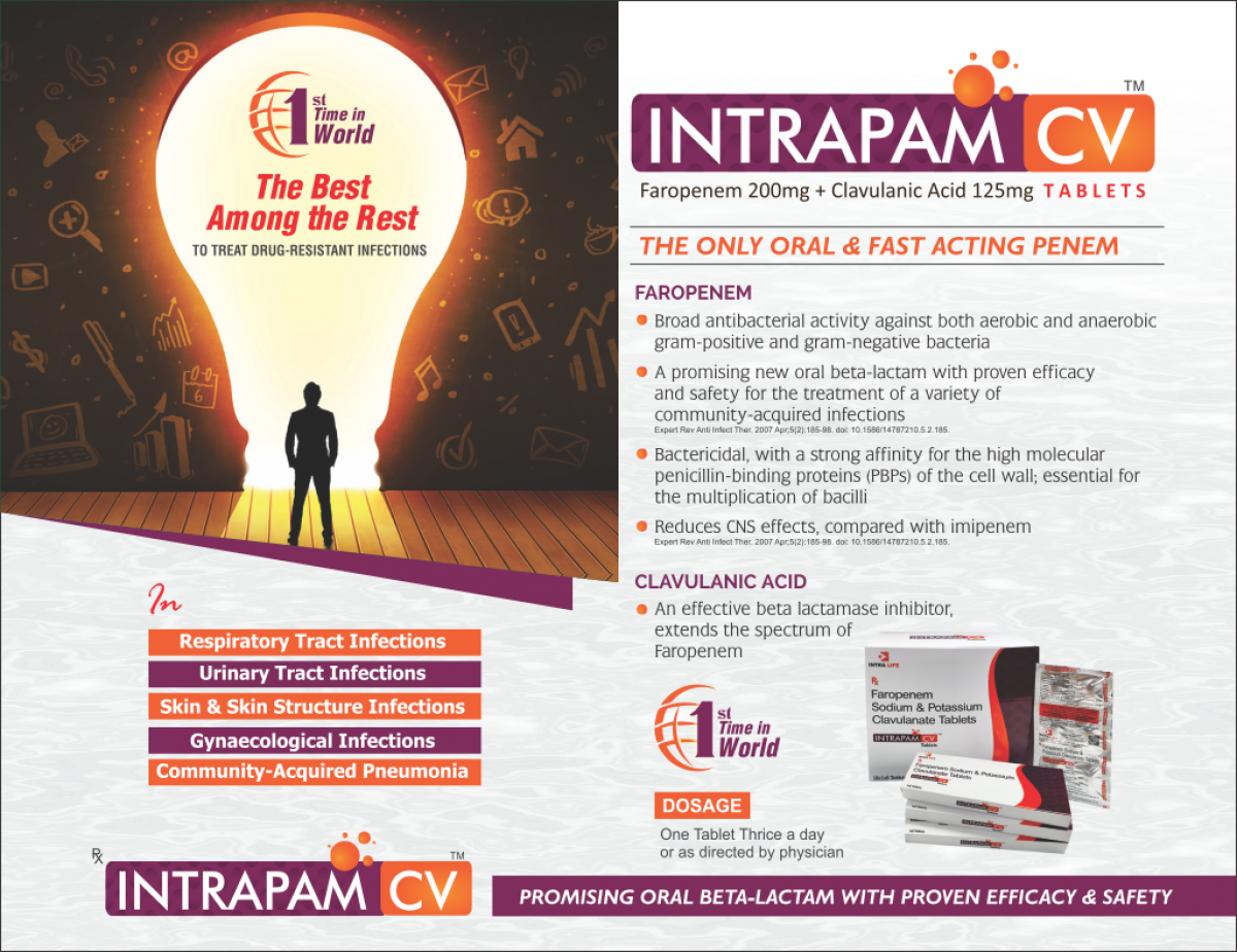 INTRAPAM-CV - Faropenem 200mg + Clavulanic Acid 125mg | Intralife Pharmaceuticals - thumbnail 2