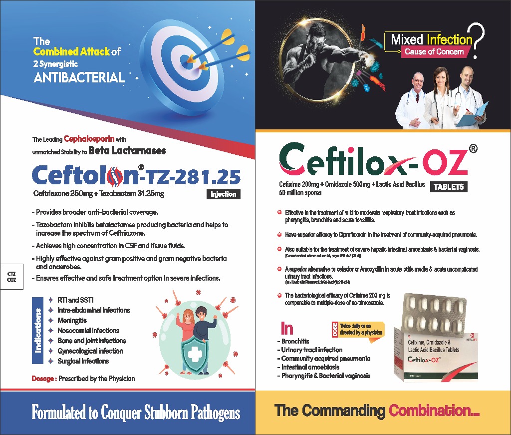 CEFTOLON-TZ-281.25 - Ceftriaxone 250mg + Tazobactam 31.25mg | Intralife Pharmaceuticals