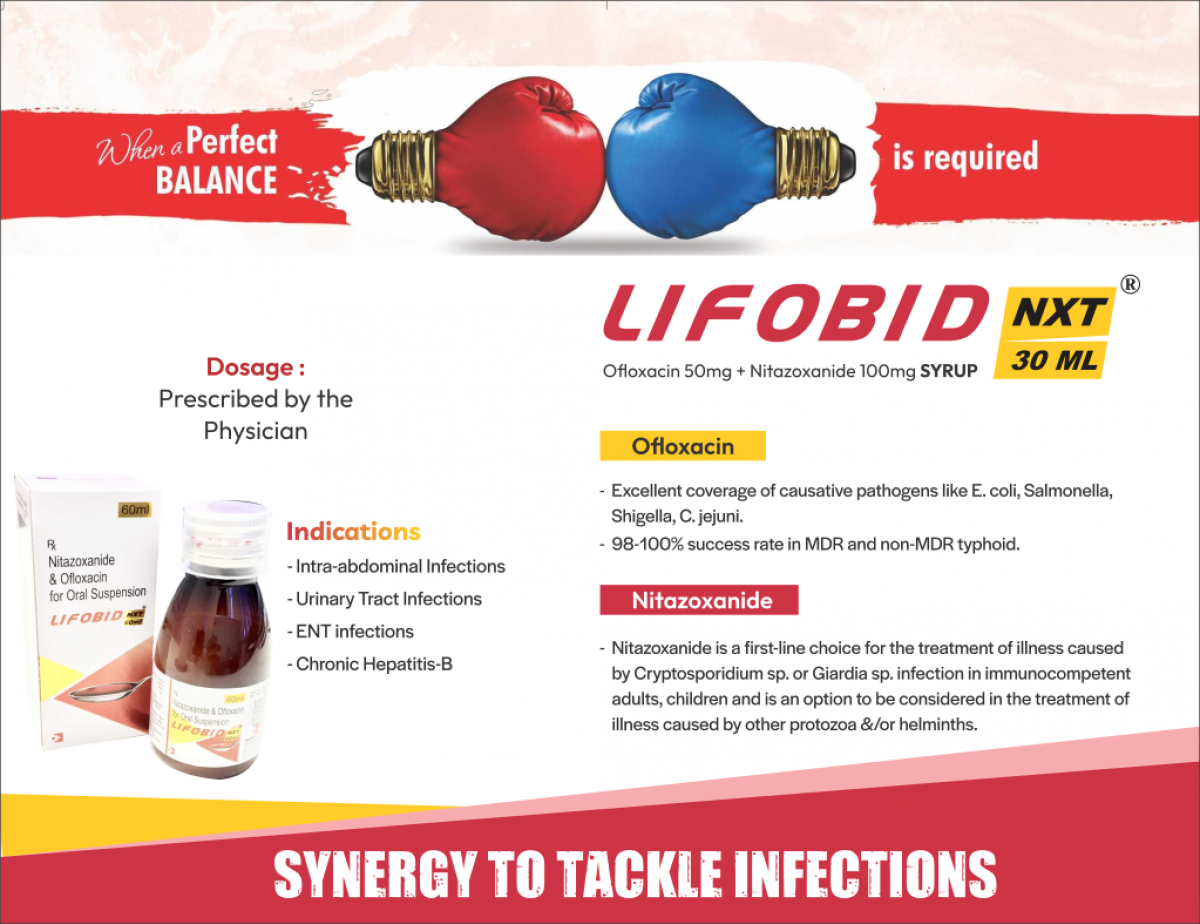 LIFOBID-NXT - Ofloxacin 50mg +Nitazoxanide 100mg (With WFI) | Intralife Pharmaceuticals - thumbnail 2