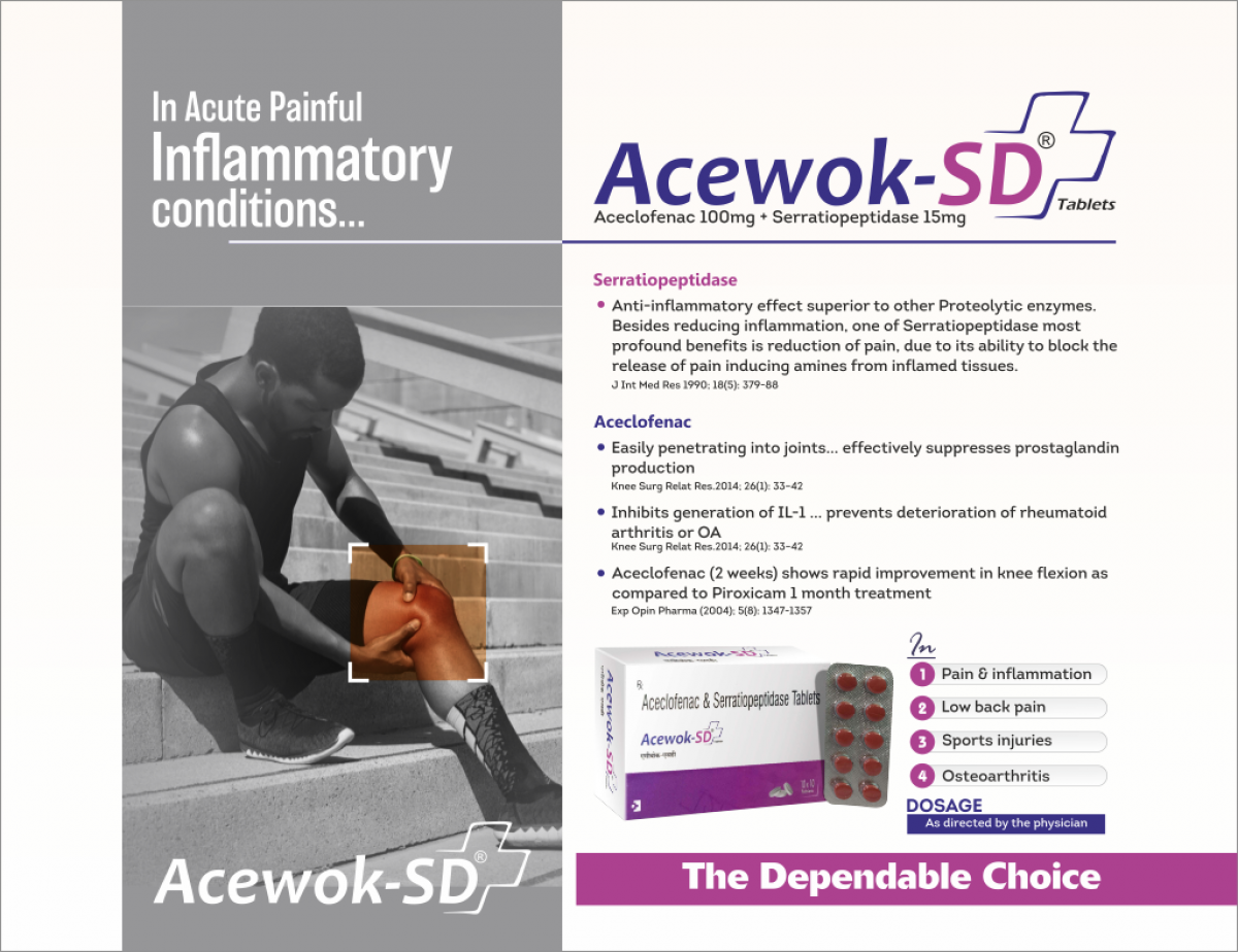 ACEWOK-SD - Aceclofenac 100mg + Serratiopeptidase 15mg | Intralife Pharmaceuticals - thumbnail 2