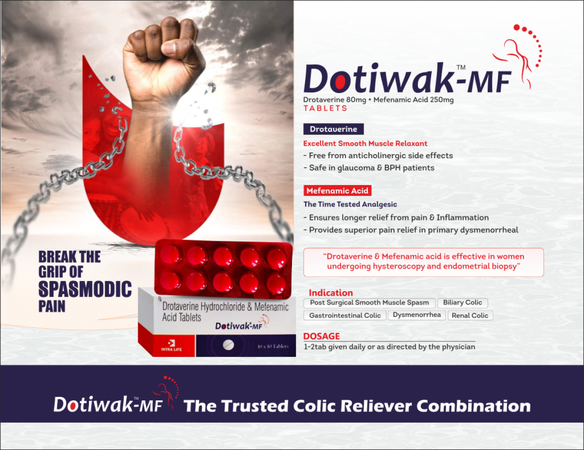 DOTIWAK-MF - Drotaverine 80mg + Mefenamic Acid 250mg | Intralife Pharmaceuticals - thumbnail 2