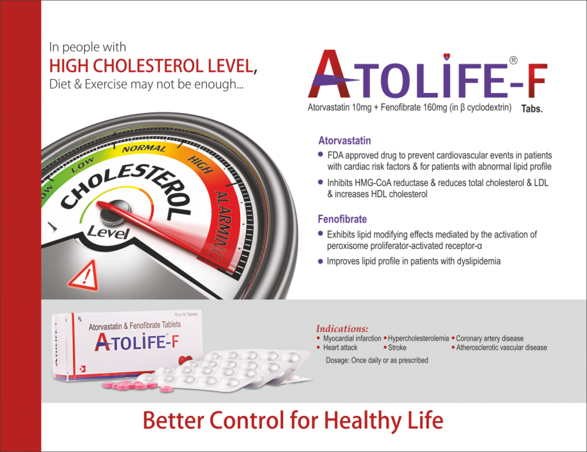 ATOLIFE-F - Atorvastatin 10mg + Fenofibrate 160mg (in ß cyclodextrin | Intralife Pharmaceuticals - thumbnail 2