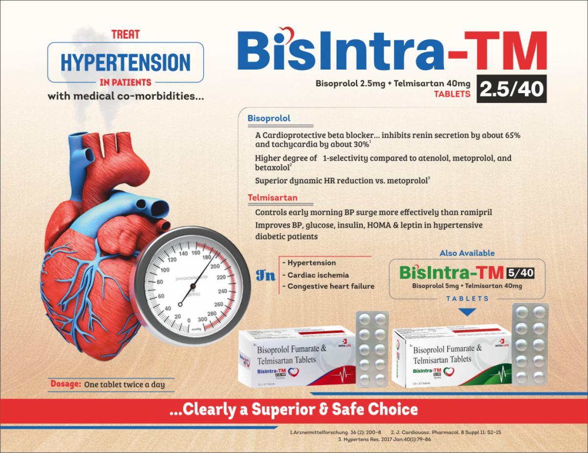 BISINTRA-TM 5/40 TABS - Bisoprolol 5mg + Telmisartan 40mg | Intralife Pharmaceuticals - thumbnail 2