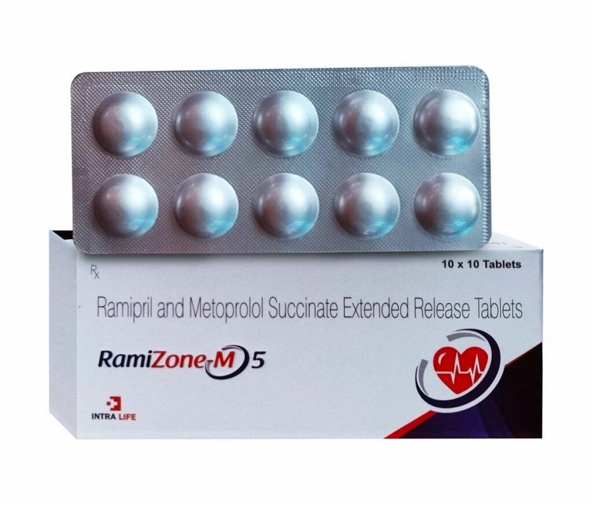 RAMIZONE-M 5 - Ramipril IP 5mg + Metoprolol Succinate IP 47.5mg + Equivalent to Metoprolol Tertrate 50 mg | Intralife Pharmaceuticals