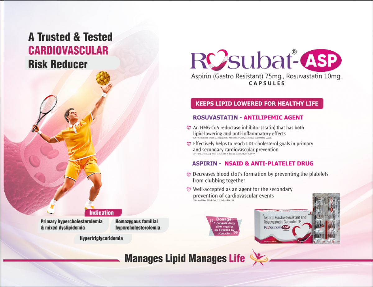 ROSUBAT-ASP - Rosuvastatin 10mg + Aspirin 75mg | Intralife Pharmaceuticals - thumbnail 2