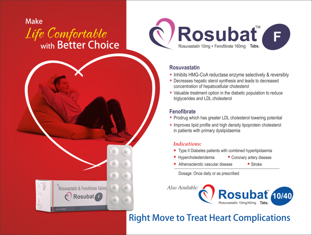 ROSUBAT-F - Rosuvastatin 10mg + Fenofibrate 160 mg | Intralife Pharmaceuticals - thumbnail 2
