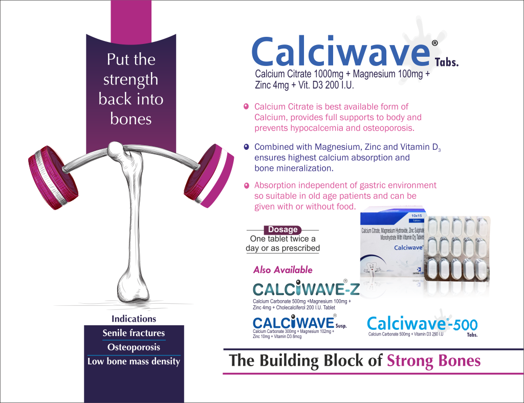 CALCIWAVE 500 - Calcium Carbonate 500mg + Vitamin D3 250 I.U | Intralife Pharmaceuticals - thumbnail 2