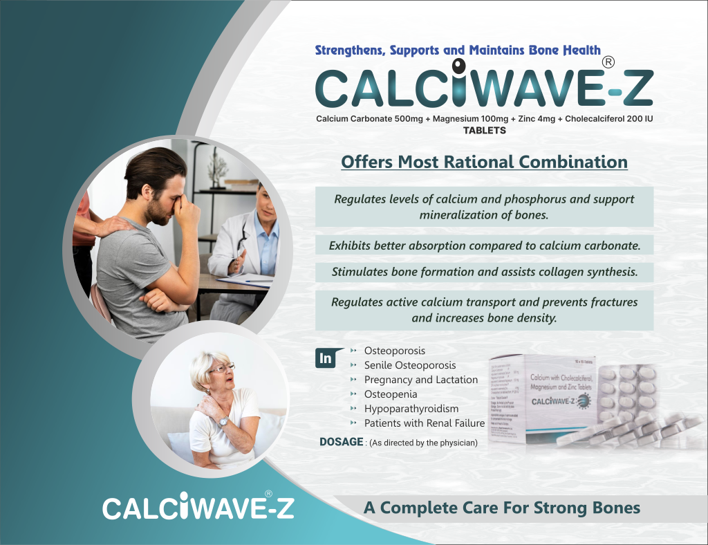 CALCIWAVE-Z - Calcium Carbonate 500mg +Magnesium 100mg + Zinc 4mg + Cholecalciferol 200 I.U. | Intralife Pharmaceuticals - thumbnail 2
