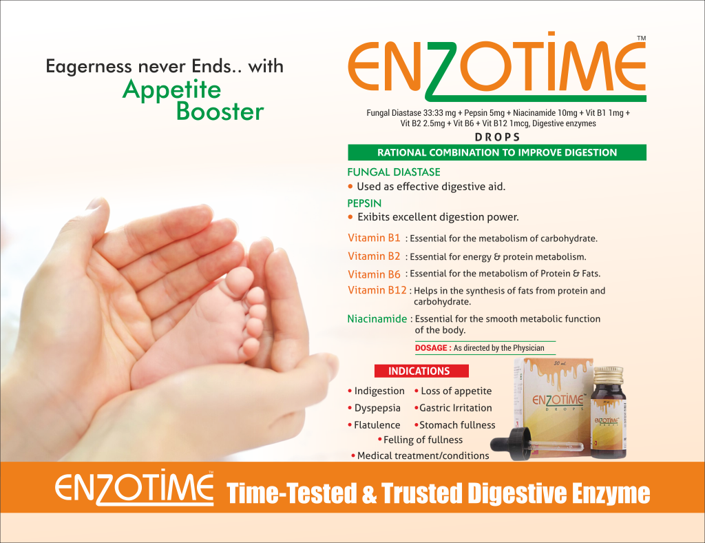 ENZOTIME Drops - Fungal Diastase 33:33 mg + Pepsin 5mg + Niacinamide 10mg + Vit B1 1mg + Vit B2 2.5mg + Vit B6 + Vit B12 1mcg, Digestive enzymes | Intralife Pharmaceuticals - thumbnail 2