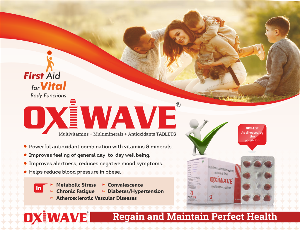 OXIWAVE - Vit.C 100mg + Vit. B3 50mg + Vit. B1 10mg + Vit. B6 3mg + Calcium Pantothenate 12.5mg+ Folic Acid 1mg + Vit. B12 5mcg + Vit.A 5000 I.U. + Vit.D3 500 I.U + Vit.E 25 I.U + Zinc Oxide 15mg + Cupric Oxide 2.5mg + Sodium Selenate 60mcg + Manganese Chloride | Intralife Pharmaceuticals - thumbnail 2