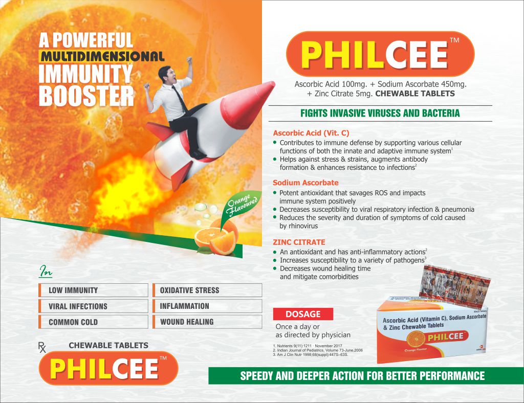 PHILCEE CHEWABLE TABLETS - Vitamin C 500mg + Zinc Citrate 5mg | Intralife Pharmaceuticals - thumbnail 2