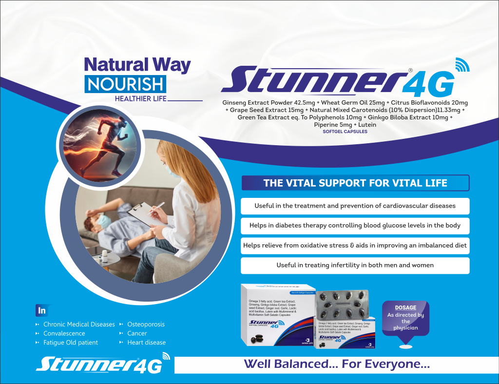 STUNNER-4G - Ginseng Extract Powder 42.5mg + Wheat Germ Oil 25mg + Citrus Bioflavonoids 20mg + Grape Seed Extract 15mg + Natural Mixed Carotenoids (10% Dispersion)11.33mg + Green Tea Extract eq. To Polyphenols 10mg + Ginkgo Biloba Extract 10mg + Piperine 5mg +Lutein 2 | Intralife Pharmaceuticals - thumbnail 2