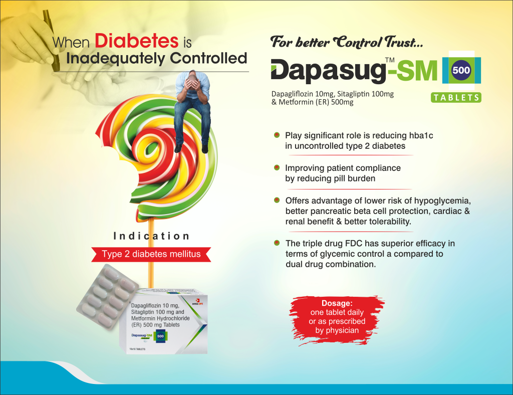 DAPASUG-SM-500 - Dapagliflozin 10mg + Sitagliptin 100mg + Metformin (ER) 500mg | Intralife Pharmaceuticals - thumbnail 2