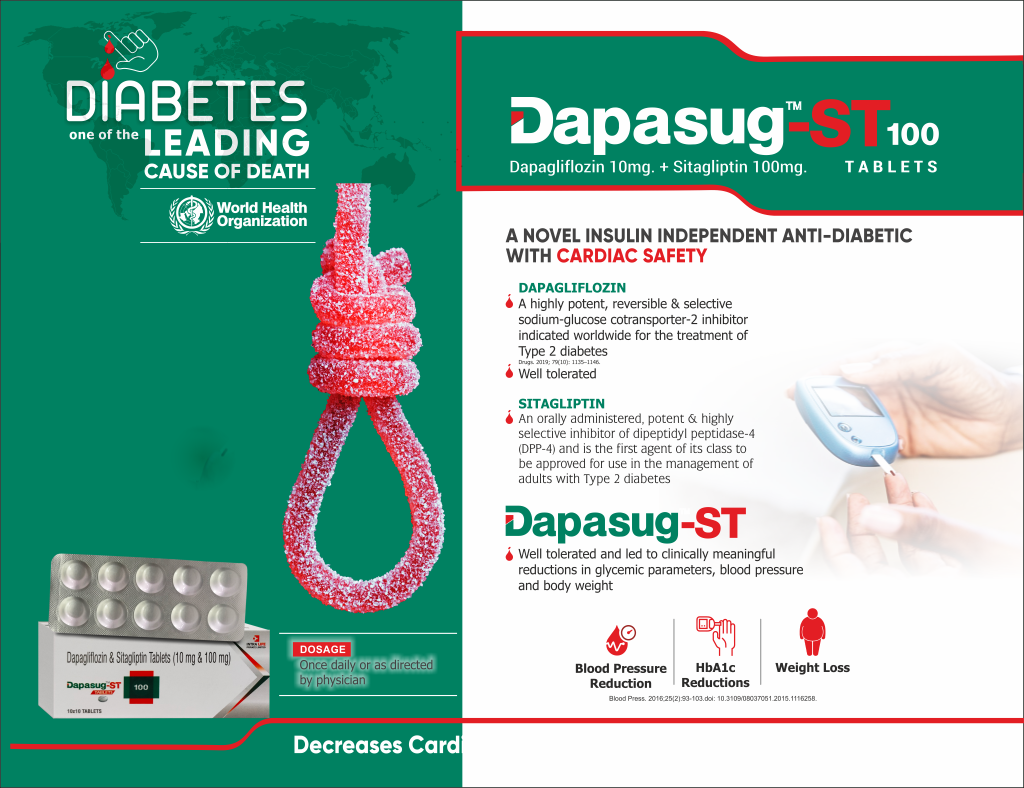 DAPASUG-ST-100 - Sitagliptin Phosphate Monohydrate 100mg + Dapagliflozin Propanediol Monohydrate 10mg | Intralife Pharmaceuticals - thumbnail 2