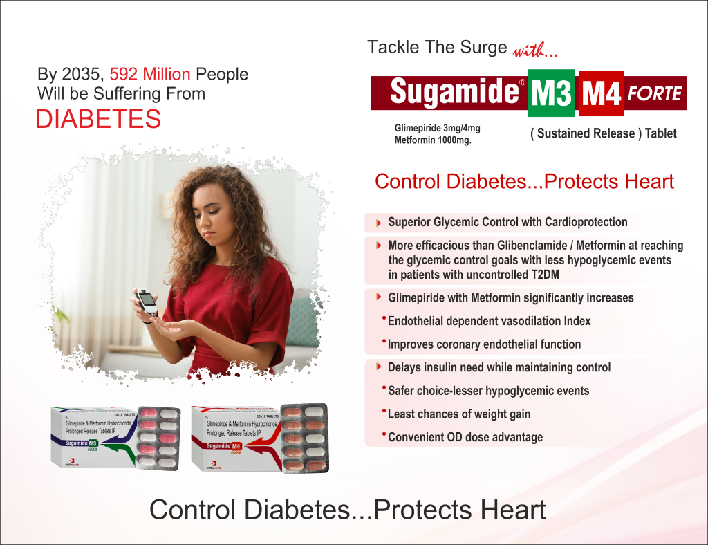 SUGAMIDE-M3 FORTE - Glimepiride 3mg + Metformin 1000mg | Intralife Pharmaceuticals - thumbnail 2