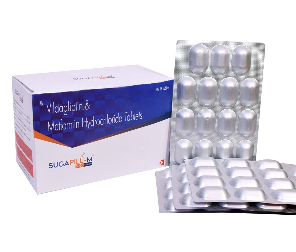 SUGAPILL-M 1000 - Vildagliptin 50mg + Metformin 1000mg Film Coated | Intralife Pharmaceuticals