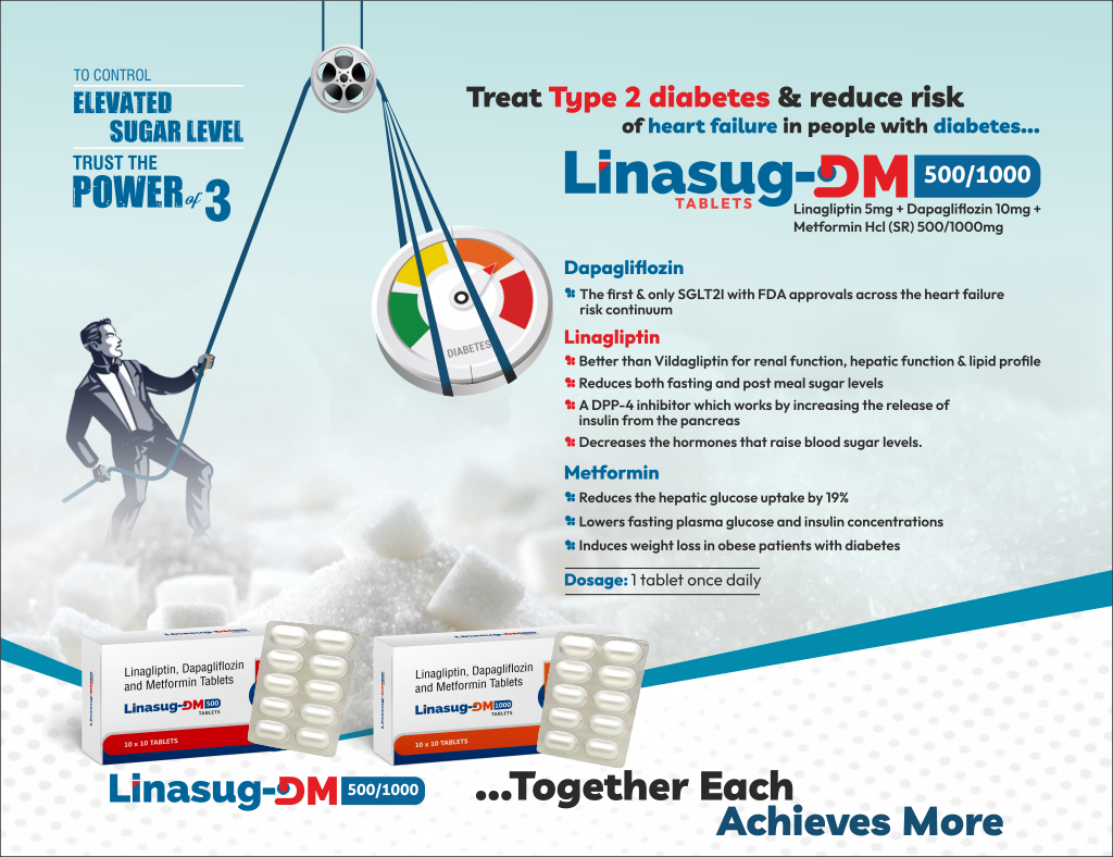 LINASUG-DM 500 - Lingaliptin 5mg+Dapagliflozin 10mg+ Metformin Hcl (SR) 500mg/1000mg | Intralife Pharmaceuticals - thumbnail 2