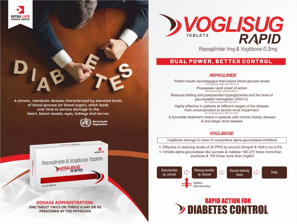 VOGLISUG-RAPID TAB - Repaglinide 1mg + Voglibose 0.3mg | Intralife Pharmaceuticals - thumbnail 2