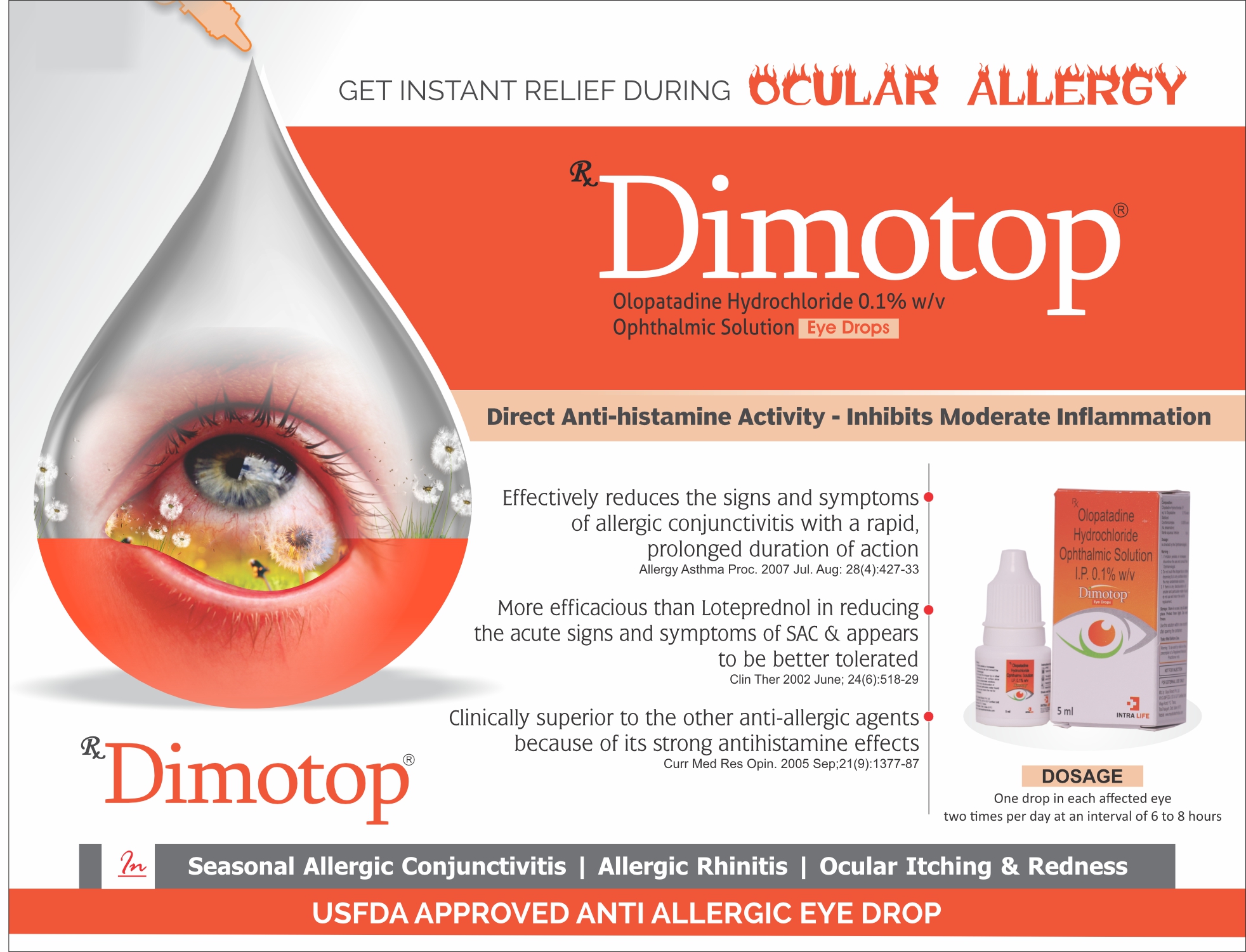 DIMOTOP - Olopatadine Hydrochloride 0.1% w/v Ophthalmic Solution | Intralife Pharmaceuticals - thumbnail 2