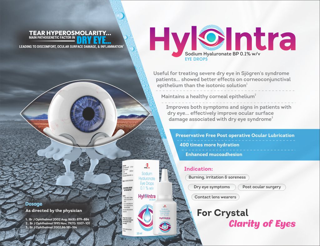 Hylointra Eye Drop - Sodium Hyaluronate BP 0.1% w/v | Intralife Pharmaceuticals - thumbnail 2