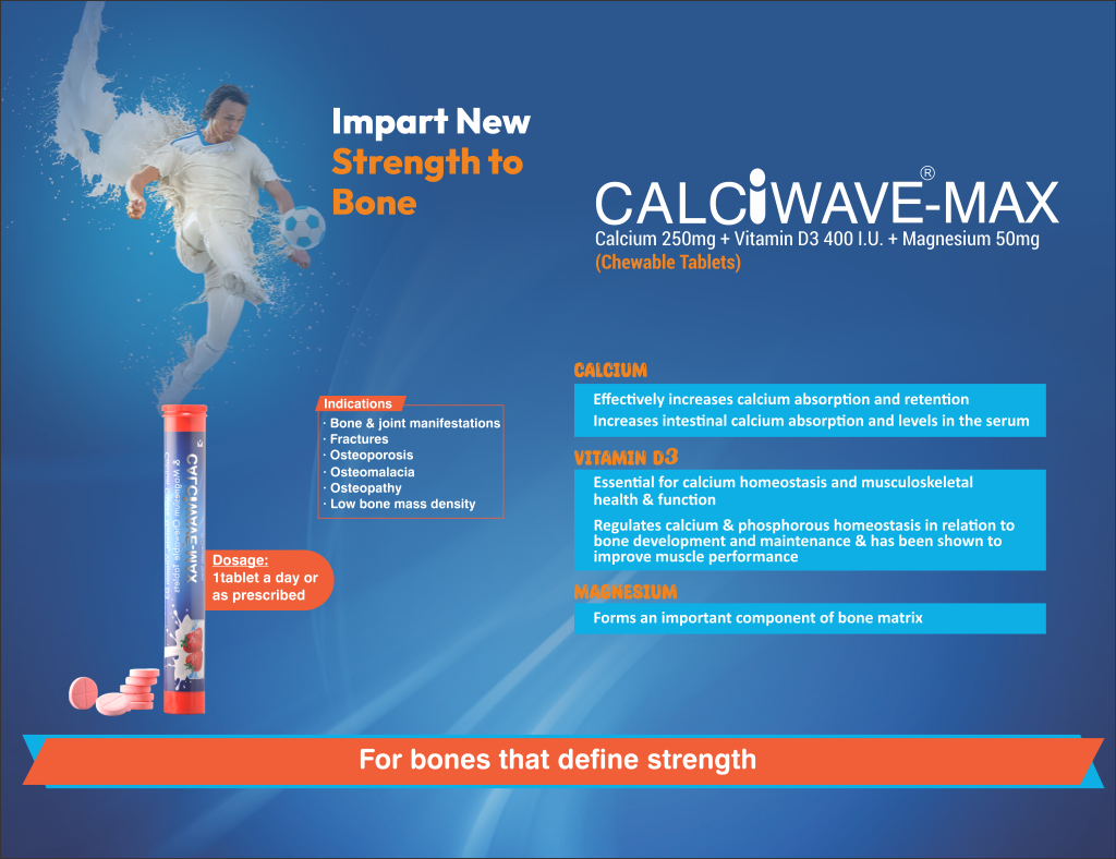 CALCIWAVE-MAX - Calcium 250mg + Vitamin D3 400 I.U. + Magnesium 50mg (Chewable Tablets) | Intralife Pharmaceuticals - thumbnail 2