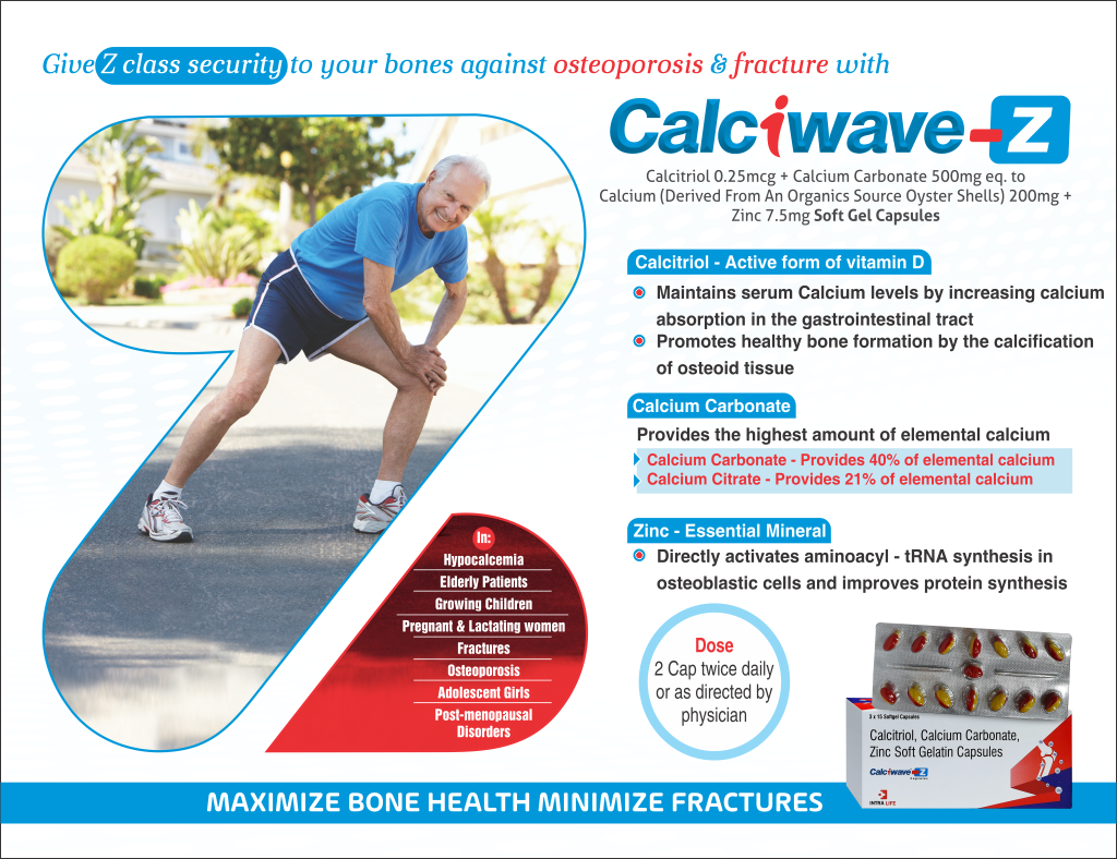 CALCIWAVE-Z - Calcitriol 0.25mcg + Calcium Carbonate 500mg + Calcium (Derived From An Organics Source Oyster Shells) 200mg + Zinc 7.5mg | Intralife Pharmaceuticals - thumbnail 2