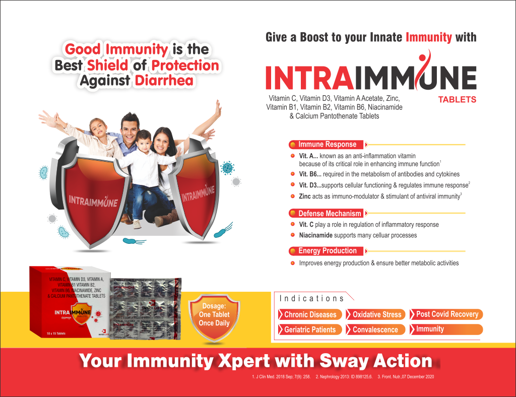 INTRAIMMUNE - Vitamin C 500mg + Vitamin D3 1000 IU + Vitamin A Acetate 1000 IU + Zinc 25mg + Vitamin B1 1.5mg + Vitamin B2 2.1mg + Vitamin B6 0.75mg + Niacinamide 10mg + Calcium Pantothenate 5mg | Intralife Pharmaceuticals - thumbnail 2