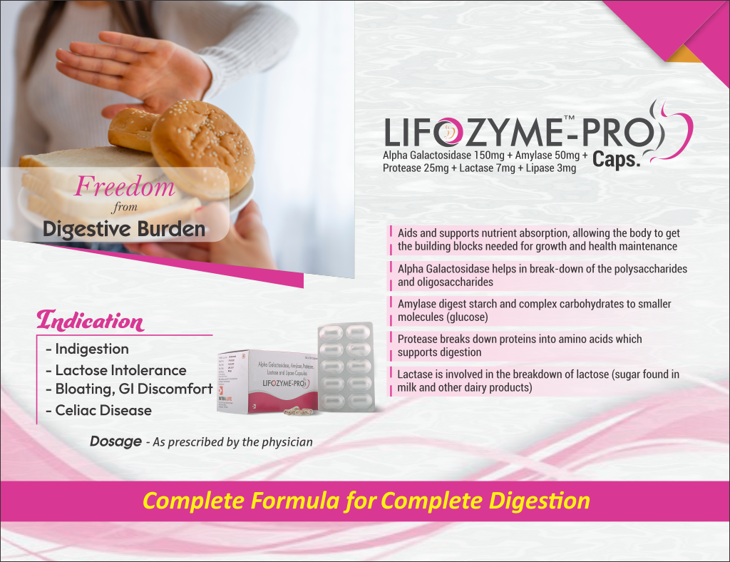 LIFOZYME-PRO - Alpha Galactosidase 150mg + Amylase 50mg + Protease 25mg + Lactase 7mg + Lipase 3mg | Intralife Pharmaceuticals - thumbnail 2