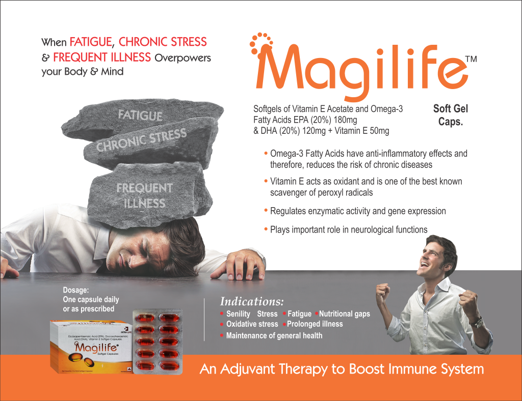 MAGILIFE - Softgels of Vitamin E Acetate and Omega-3 Fatty Acids EPA (20%) 180mg & DHA (20%) 120mg + Vitamin E 10mg | Intralife Pharmaceuticals - thumbnail 2