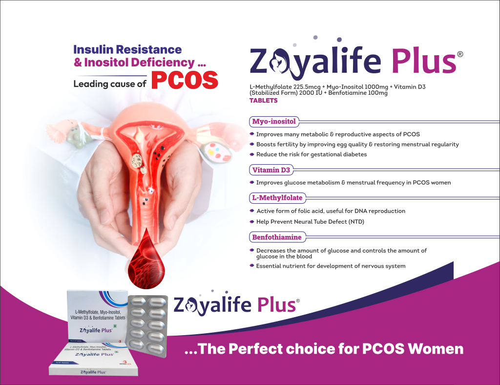 ZOYALIFE PLUS - MY0-Inositol-2000mg+Pyridoxal5 Phosphate-5mg+ L-Methylfolate Calcium-1000mcg+ Cholecalciferol(VITAMIN D3) 1000 IU | Intralife Pharmaceuticals - thumbnail 2