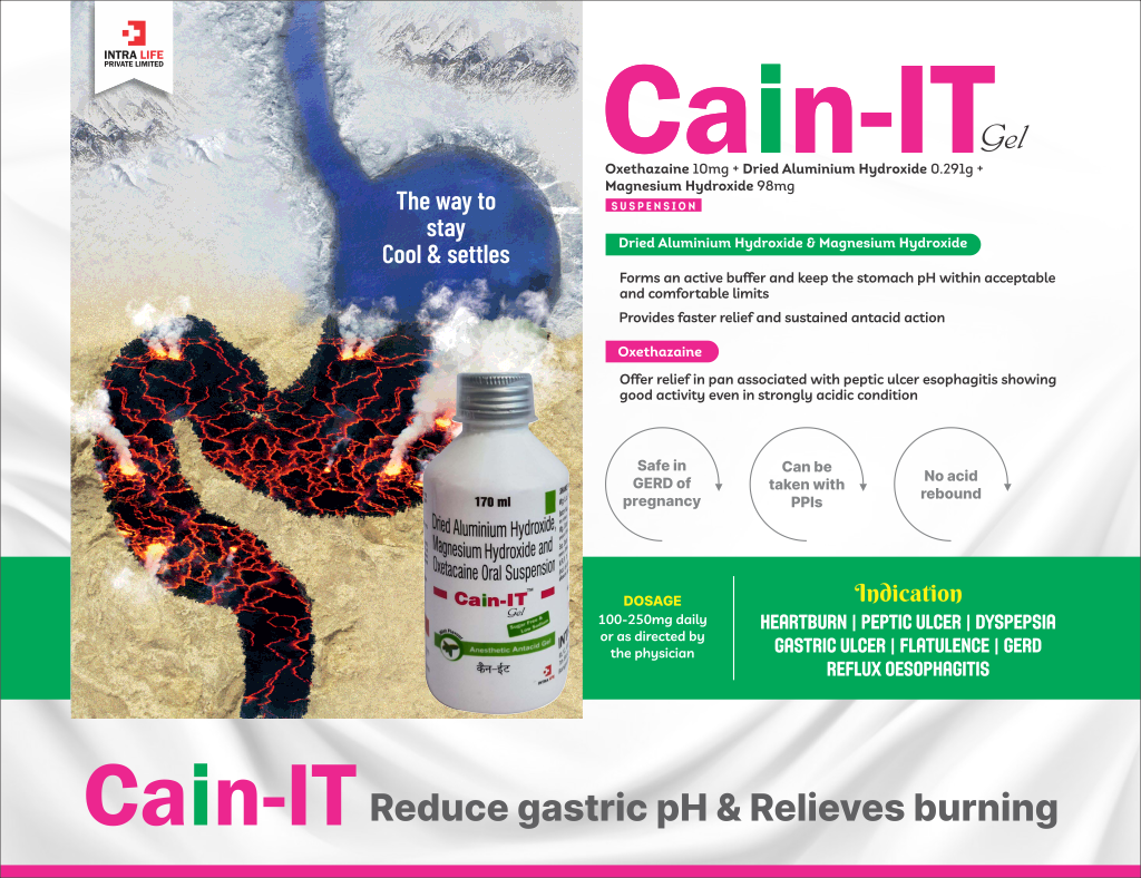 CAIN-IT - Oxethazaine 10mg + Dried Aluminium Hydroxide 0.291g + Magnesium Hydroxide 98mg | Intralife Pharmaceuticals - thumbnail 2