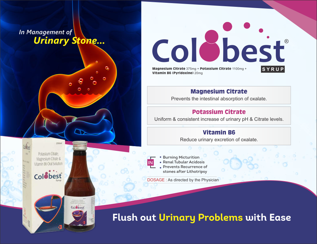 COLOBEST Syrup - Magnesium Citrate 375mg + Potassium citrate 1100mg + Vitamin B6 (Pyridoxine) (20mg) | Intralife Pharmaceuticals - thumbnail 2