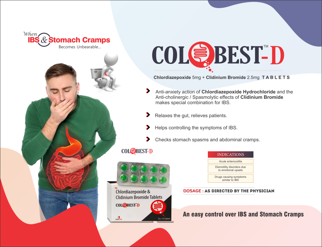 COLOBEST-D - Chlordiazepoxide 5mg + Clidinium Bromide 2.5mg | Intralife Pharmaceuticals - thumbnail 2