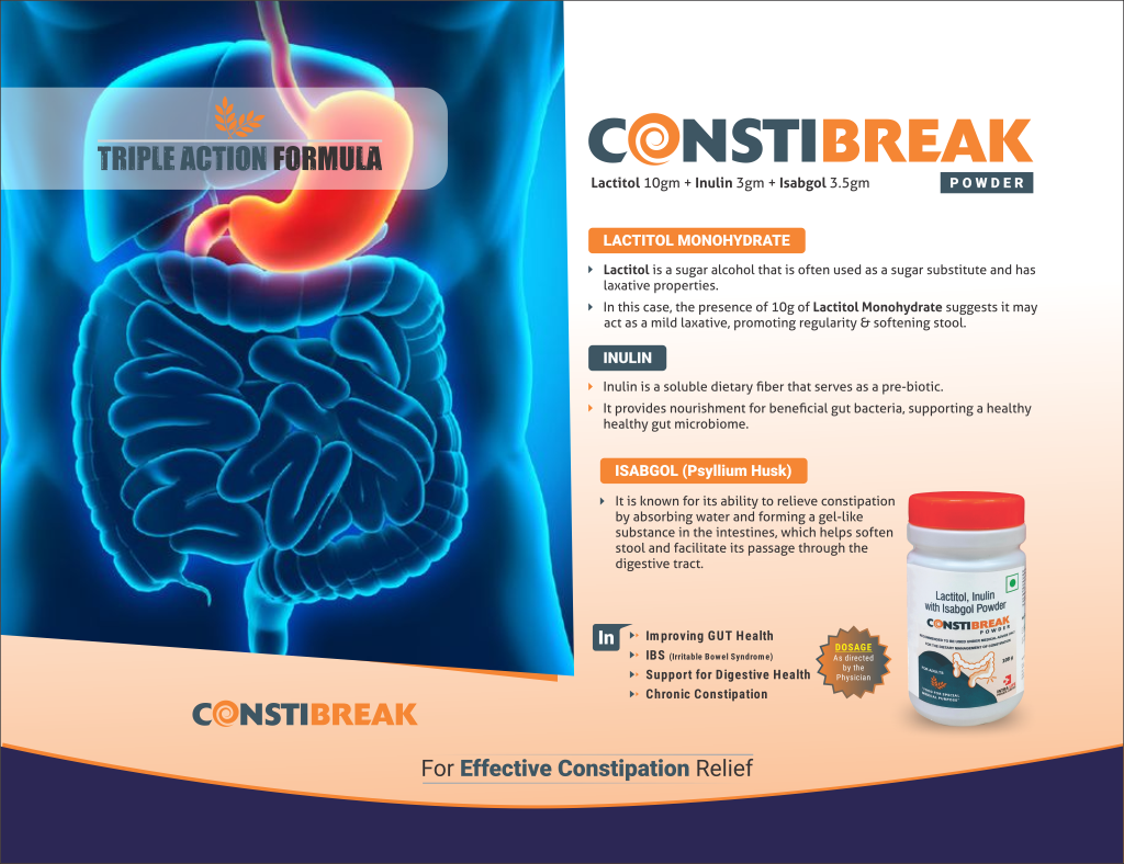 CONSTIBREAK POWDER - Lactitol 10 g + Isabgol 3.5 g + Inulin 3 g | Intralife Pharmaceuticals - thumbnail 2