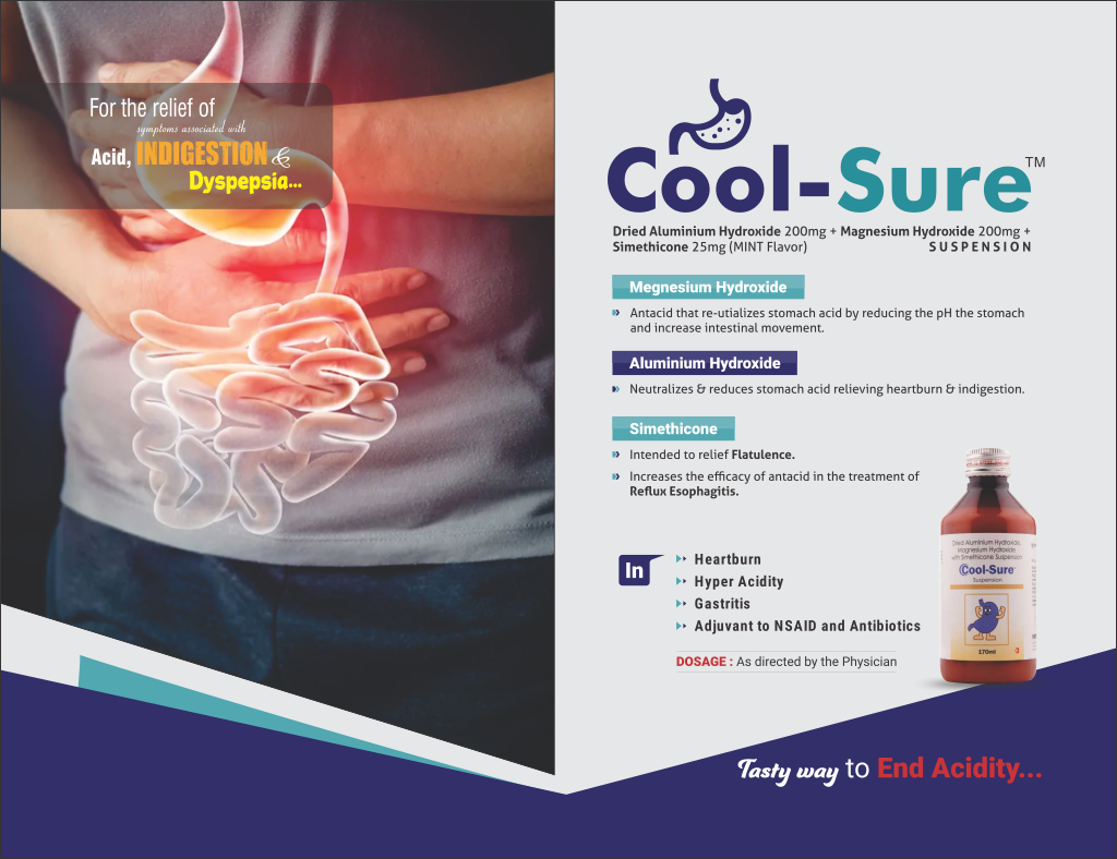 COOL-SURE - Dried Aluminium Hydroxide 200mg + Magnesium Hydroxide 200mg + Simethicone 25mg MINT Flavour | Intralife Pharmaceuticals - thumbnail 2