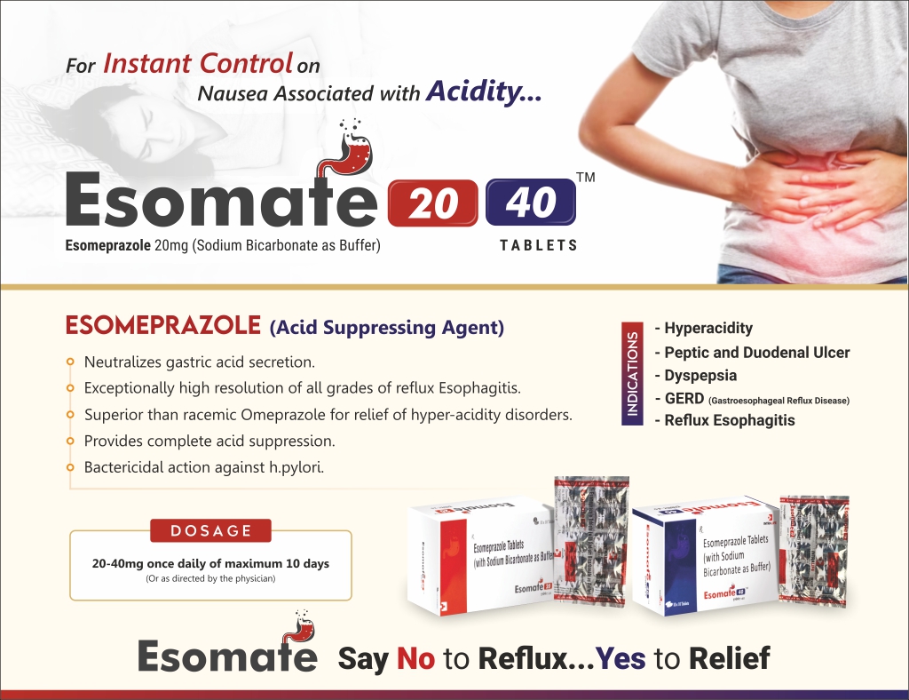 ESOMATE-40 - Esomeprazole 40mg (Sodium Bicarbonate as Buffer | Intralife Pharmaceuticals - thumbnail 2
