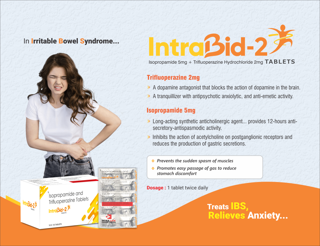 INTRABID-2 TABS. - Isopropamide 5mg + Trifluoperazine Hydrochloride 2mg | Intralife Pharmaceuticals - thumbnail 2