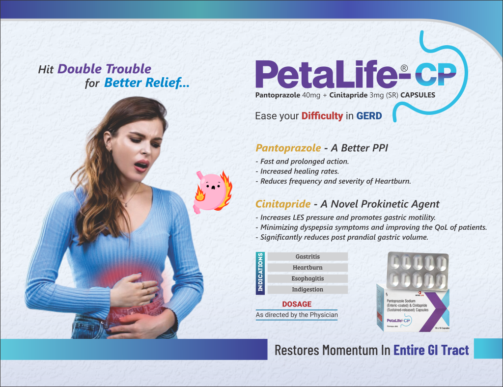 PETALIFE-CP - Pantoprazole 40mg + Cinitapride 3mg (SR) | Intralife Pharmaceuticals - thumbnail 2