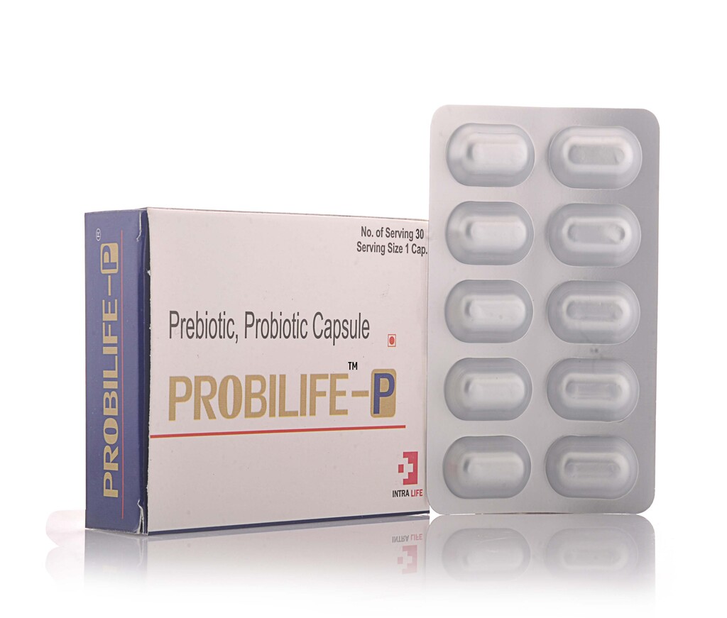 PROBILIFE-P Capsule - Lactobacillus Acidophillus 1.33 Billion Spores + Lactobacillus Rhamnosus 0.72 Billion Spores + Saccharomyces Boulardii 0.50 Billion Spores + Bifidobacterium longnum 0.20 Billion Spores + Fructo oligosaccharides 100mg | Intralife Pharmaceuticals - thumbnail 2