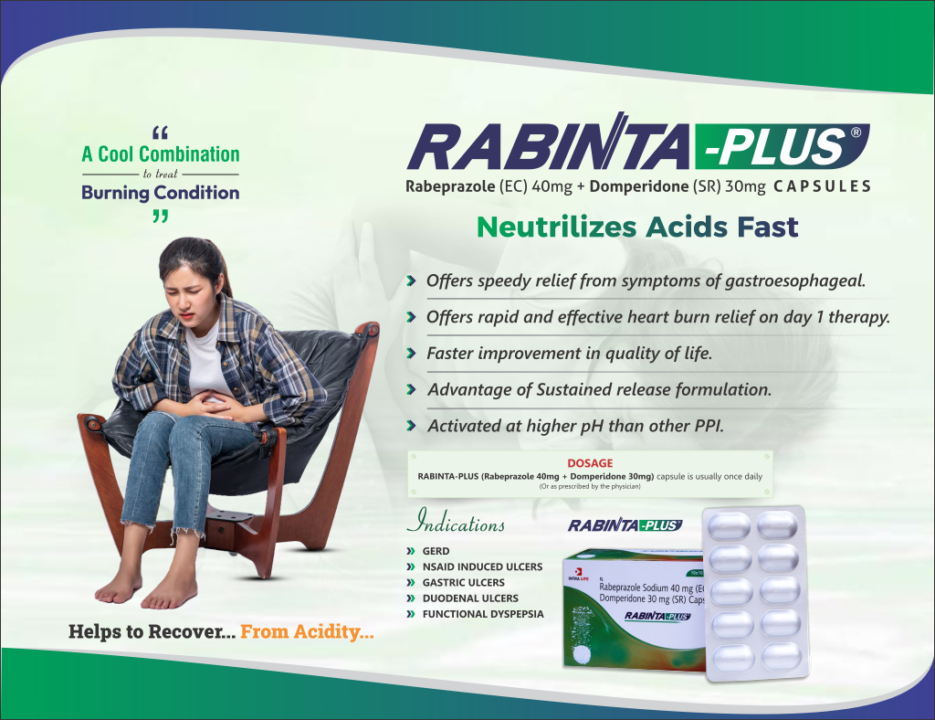 RABINTA PLUS - Rabeprazole 40mg (EC) + Domperidone 30mg (SR) | Intralife Pharmaceuticals - thumbnail 2