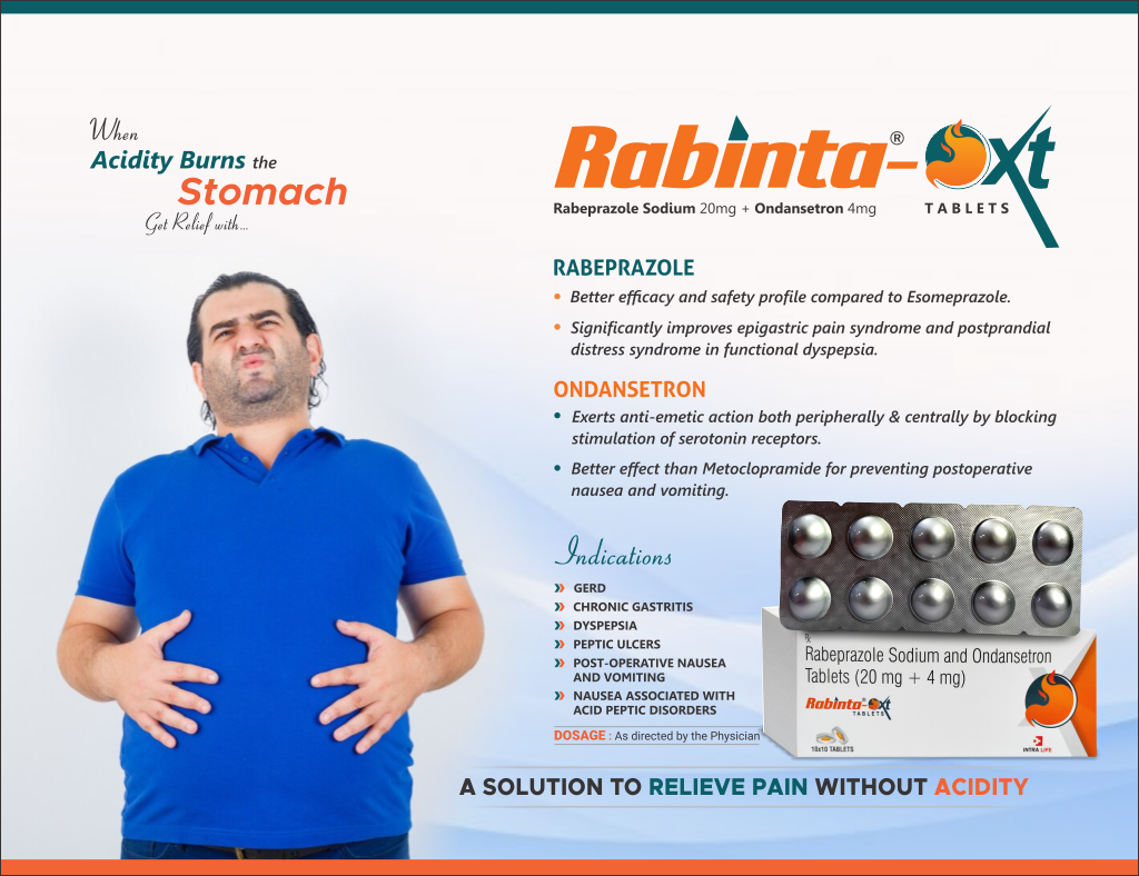 RABINTA-OXT - Ondansetron 4mg + Rabeprazole 20mge | Intralife Pharmaceuticals - thumbnail 2