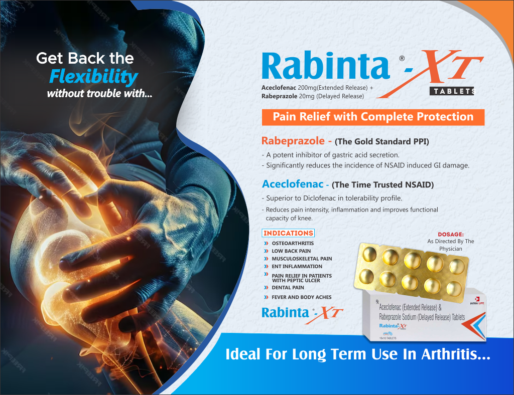 RABINTA-XT - Aceclofenac 200mg (ER) + Rabeprazole 20mg (DR) | Intralife Pharmaceuticals - thumbnail 2