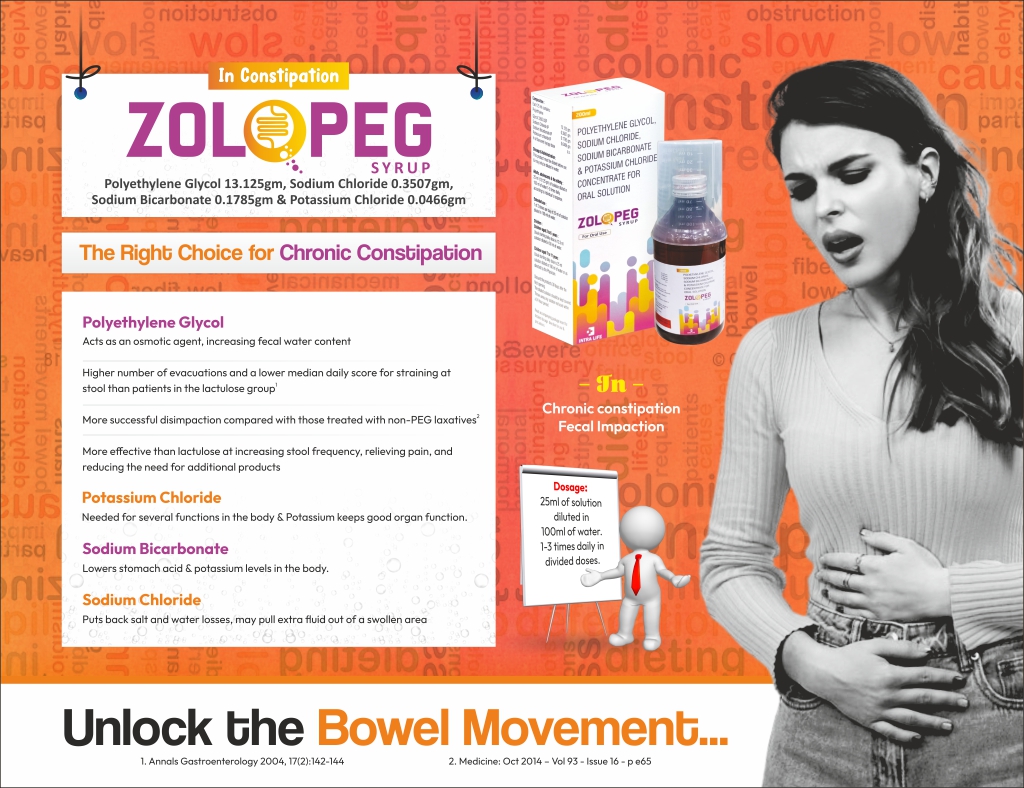 ZOLOPEG SYRUP - Polyethylene Glycol 3350 USP 13.125 gm + Sodium Chloride IP 0.3507 gm + Sodium Bicarbonate IP 0.1785 gm + Potassium chloride IP 0.0466 gm | Intralife Pharmaceuticals - thumbnail 2