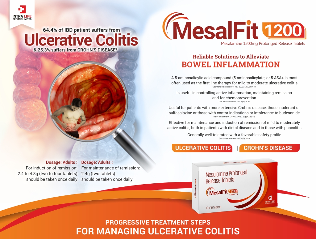 MESALFIT-1200 Tablet - Mesalamine Prolonged Release Tablets | Intralife Pharmaceuticals - thumbnail 2