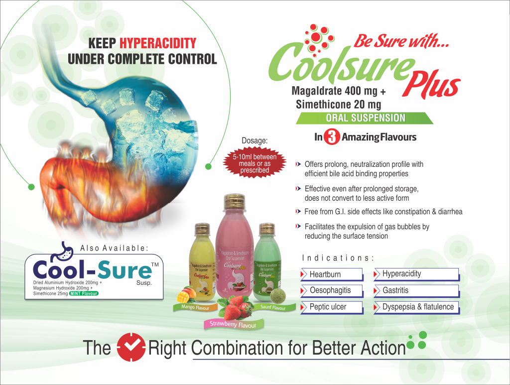 COOLSURE PLUS (Saunf Flavour) Suspension - Magaldrate 400 mg + Simethicone 20 mg | Intralife Pharmaceuticals - thumbnail 2