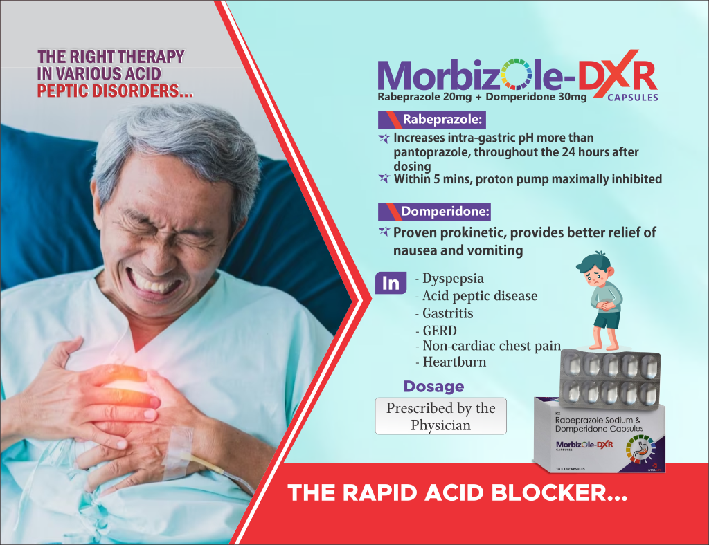 MORBIZOLE-DXR - Rabeprazole 20mg + Domperidone 30mg (10mg Immediate Release + 20mg SR) | Intralife Pharmaceuticals - thumbnail 2