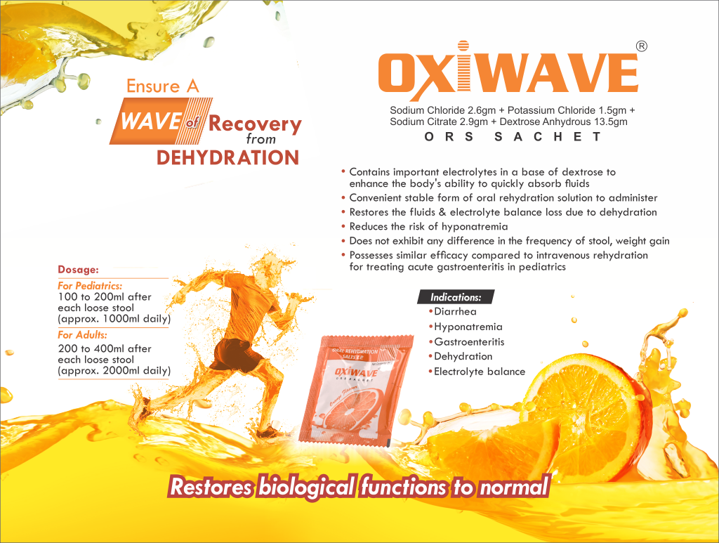 OXIWAVE ORS - Sodium Chloride 2.6 gm + Potassium Chloride 1.5 gm + Sodium Citrate 2.9 gm + Dextrose Anhydrous 13.5 gm (Orange Flavour) | Intralife Pharmaceuticals - thumbnail 2