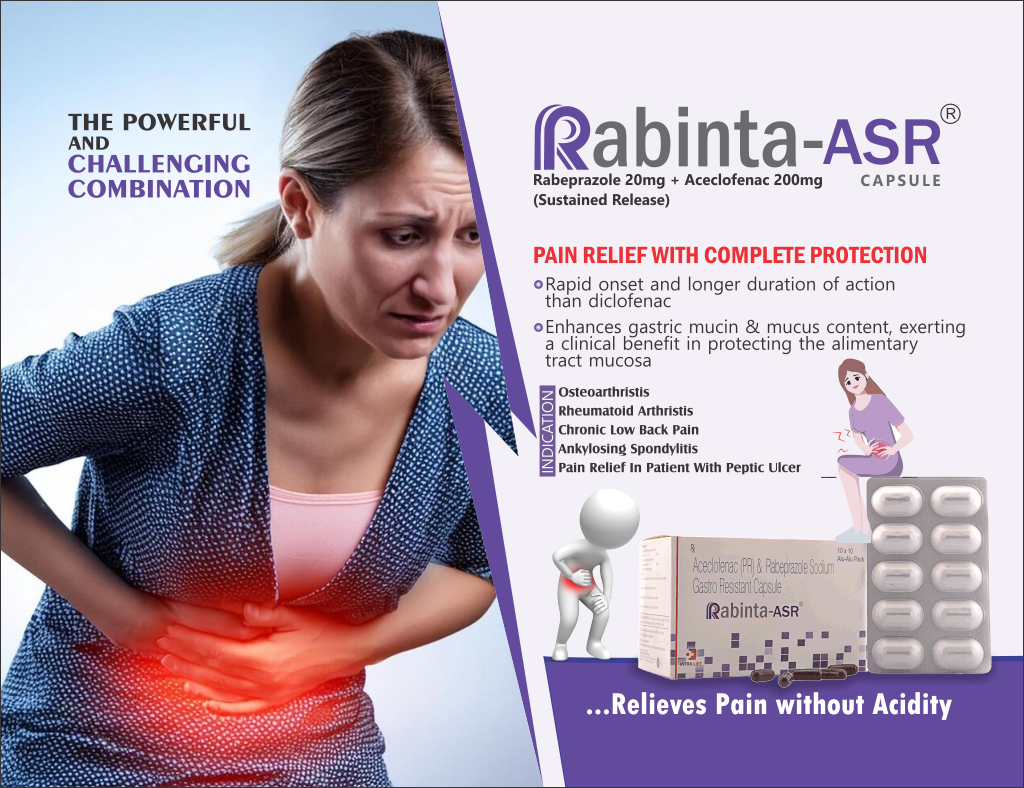 RABINTA-ASR - Rabeprazole 20mg + Aceclofenac 200mg (Sustained Release) | Intralife Pharmaceuticals - thumbnail 2