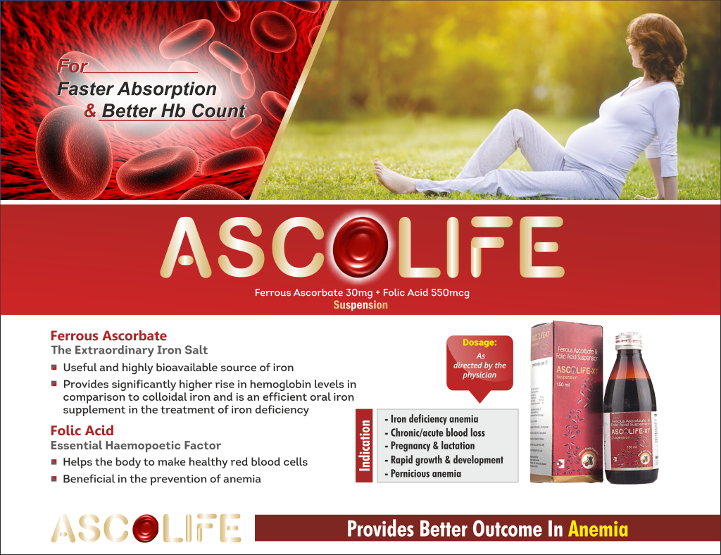 ASCOLIFE-XT - Ferrous Ascorbate 30mg + Folic Acid 550mcg | Intralife Pharmaceuticals - thumbnail 2