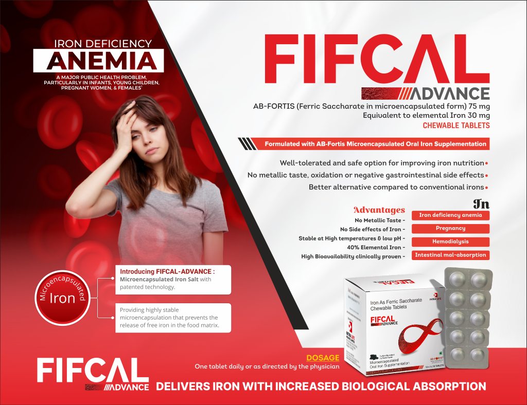 FIFCAL ADVANCE - AB-FORTIS (Ferric Saccharate in microencapsulated form) 75 mg Equivalent to elemental Iron 30 mg | Intralife Pharmaceuticals - thumbnail 2